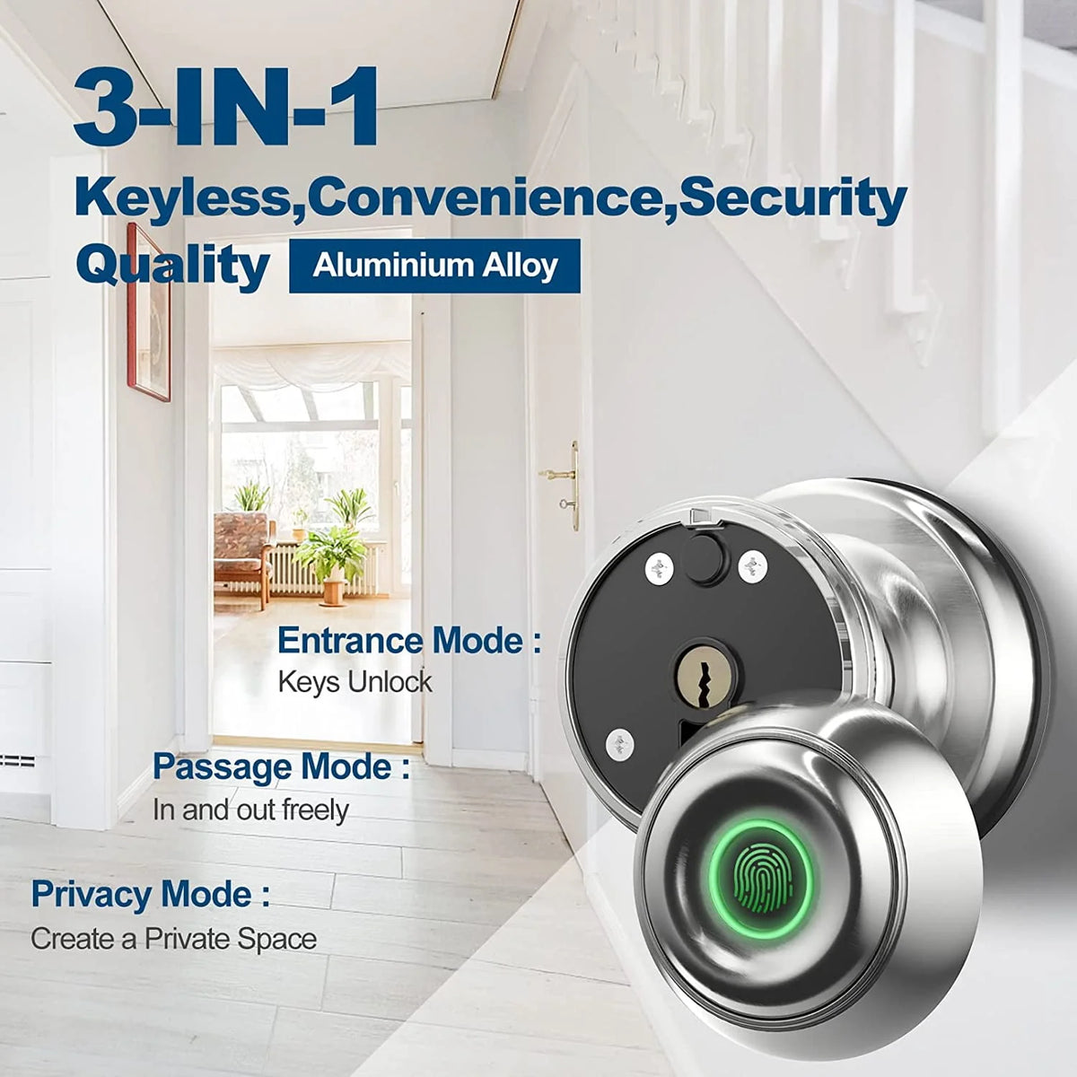 Smart Fingerprint Door Lock with App Control, Black P749514