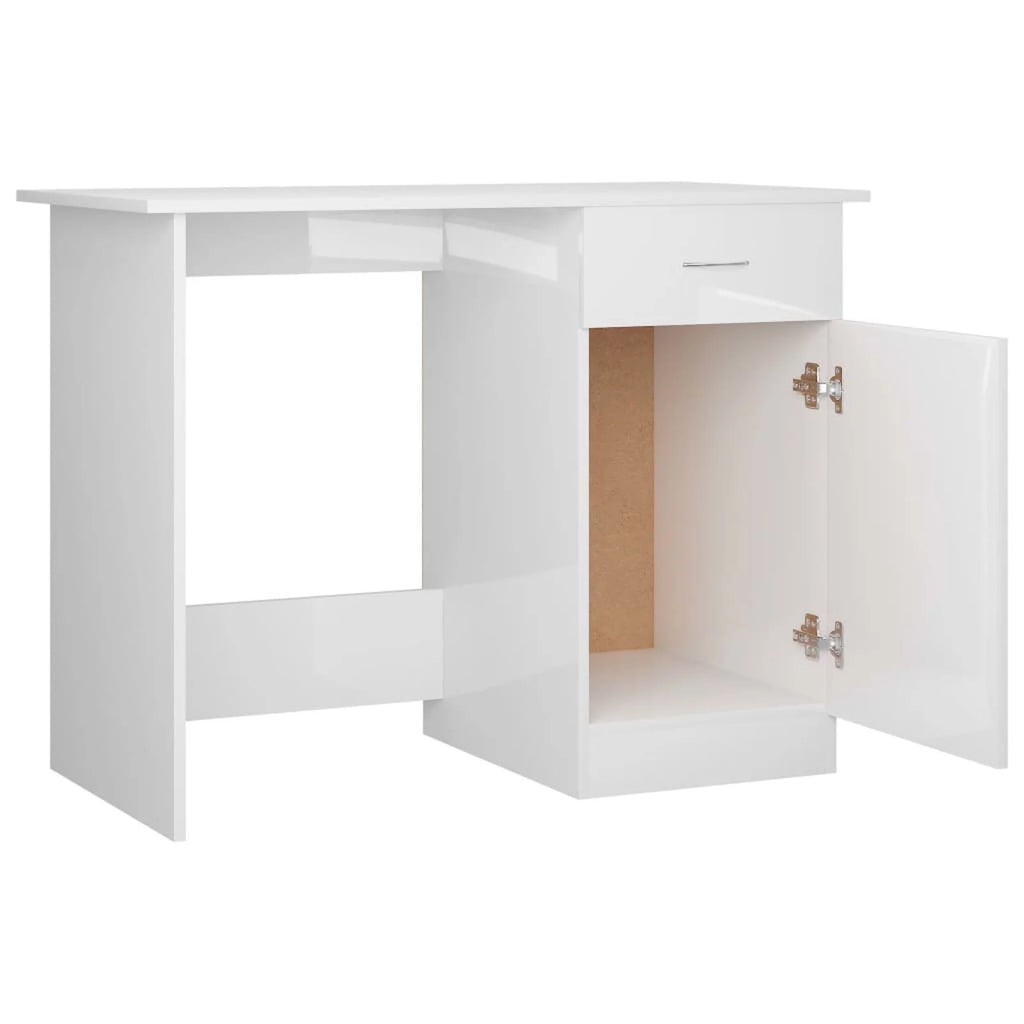 High Gloss White Engineered Wood Desk W3545