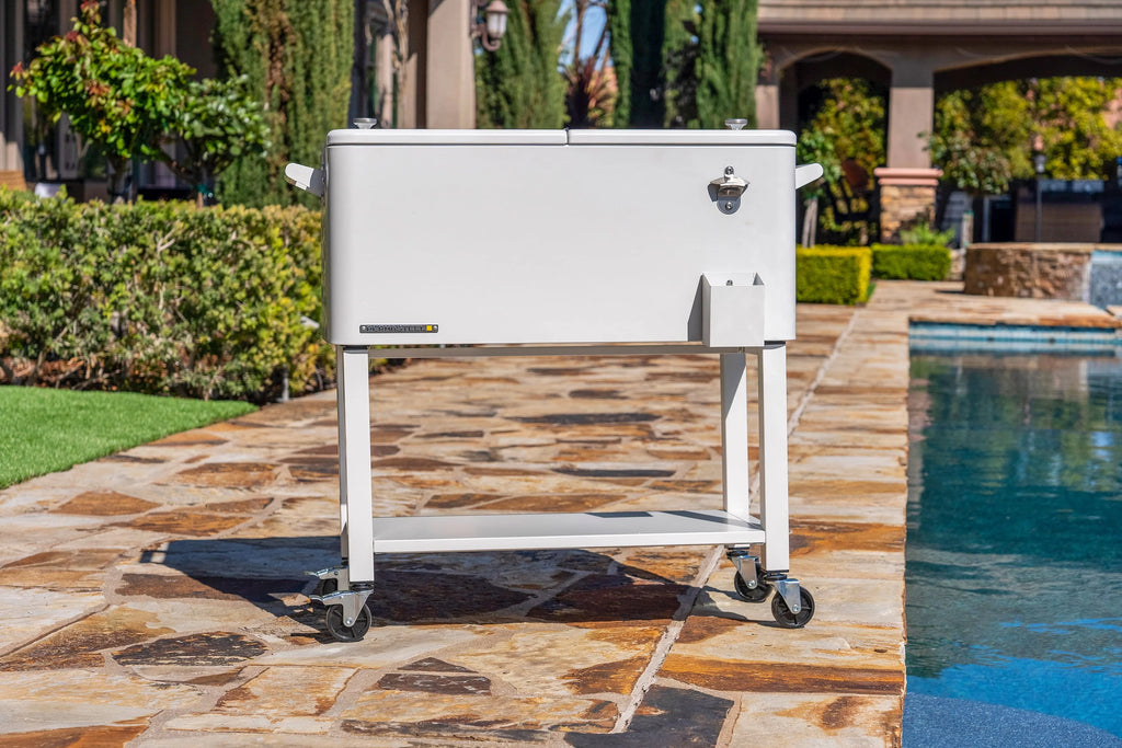 80-Qt Steel Rolling Patio Cooler with Removable Basin T1042