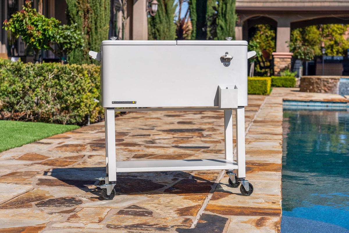 80-Qt Steel Rolling Patio Cooler with Removable Basin T1042