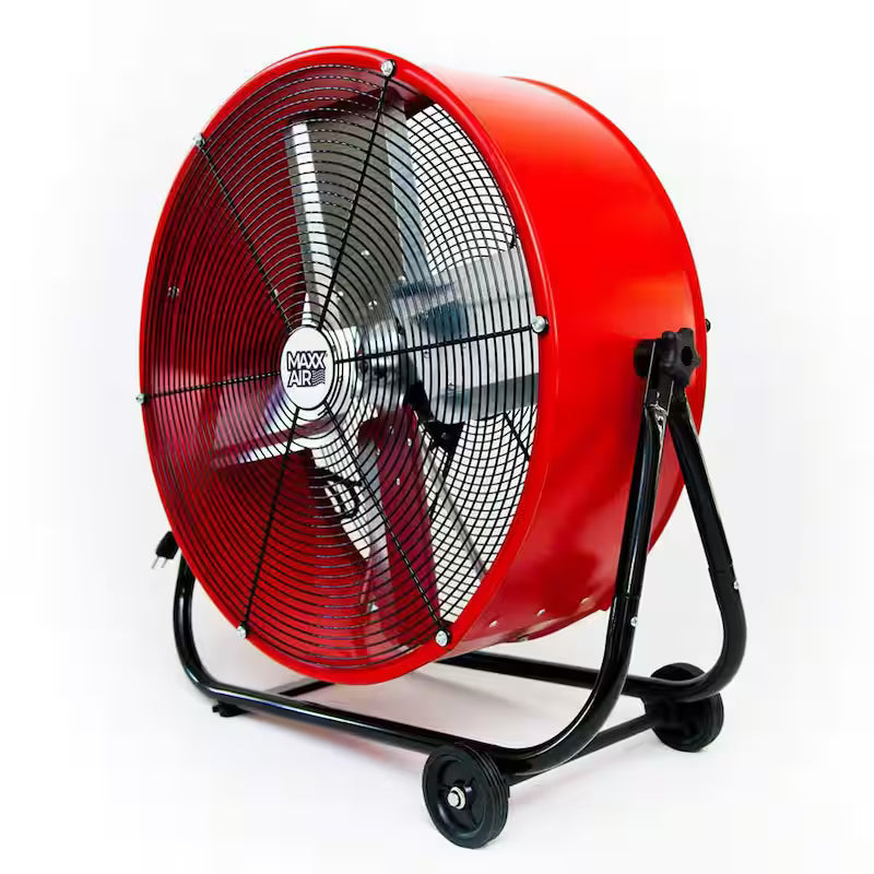 2 Fan Speeds Drum Fan in Red with Snap-On Wheels H4427