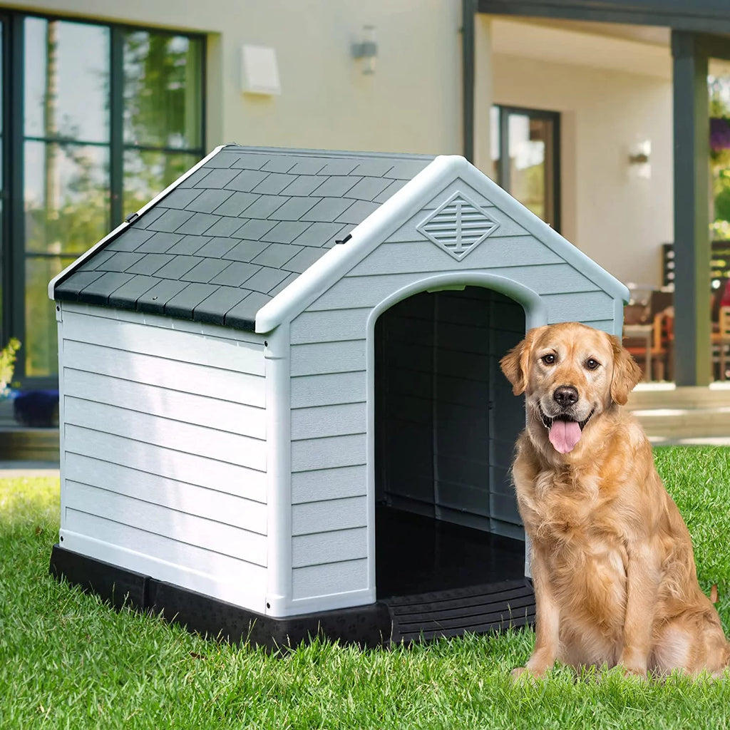 Large Plastic Dog House with Air Vents and Elevated Floor U23575