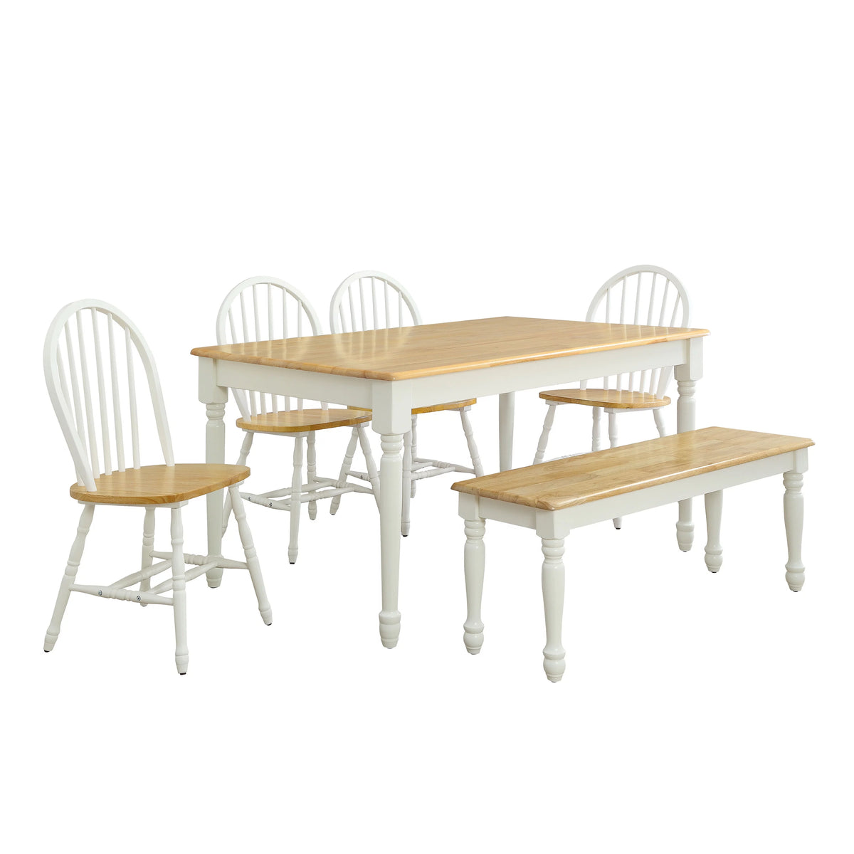 White and Oak Solid Wood Dining Chairs Set of 2 B43175