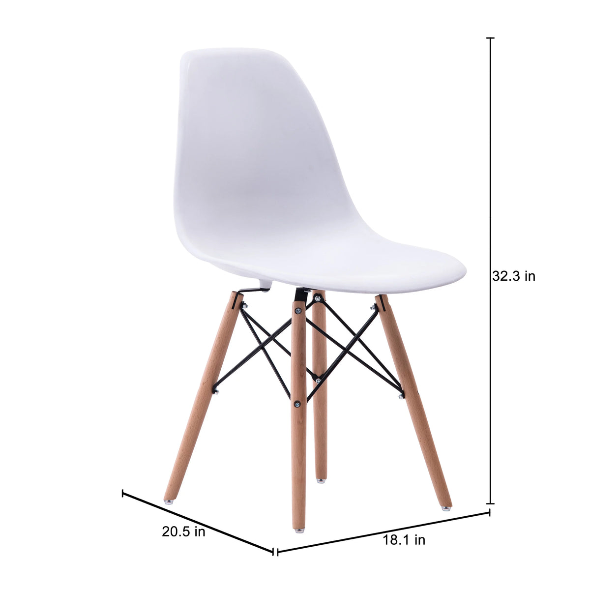 White Dining Chair Set of 2 Beech Wood Legs A149