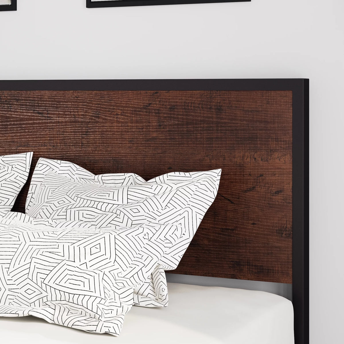 Queen Size Black Oak Headboard Bed Frame X798