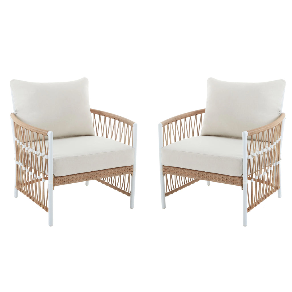 2-Pack White Outdoor Wicker Lounge Chair W52601