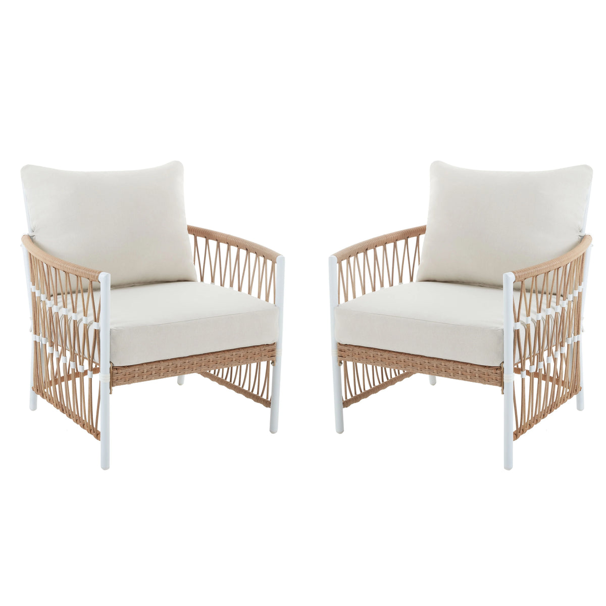 2-Pack White Outdoor Wicker Lounge Chair W52601