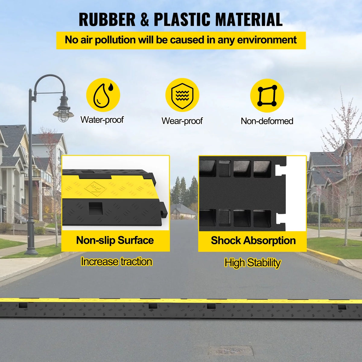 5 PCS 2-Cable Rubber Speed Bump Cable Protector Ramp C73756