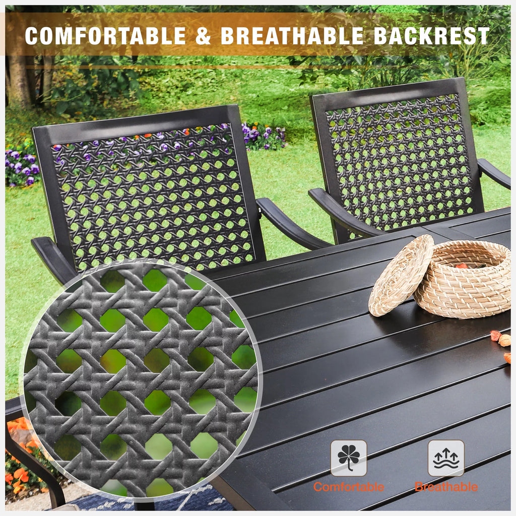 9 Piece Outdoor Patio Dining Set with Swivel Chairs and Expandable Table E9160