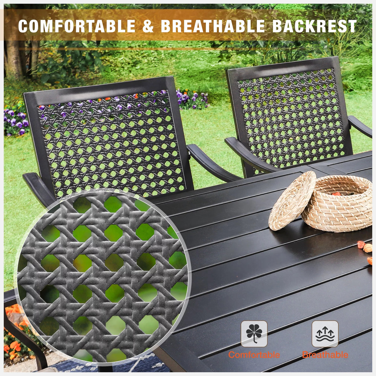 9 Piece Outdoor Patio Dining Set with Swivel Chairs and Expandable Table E9160
