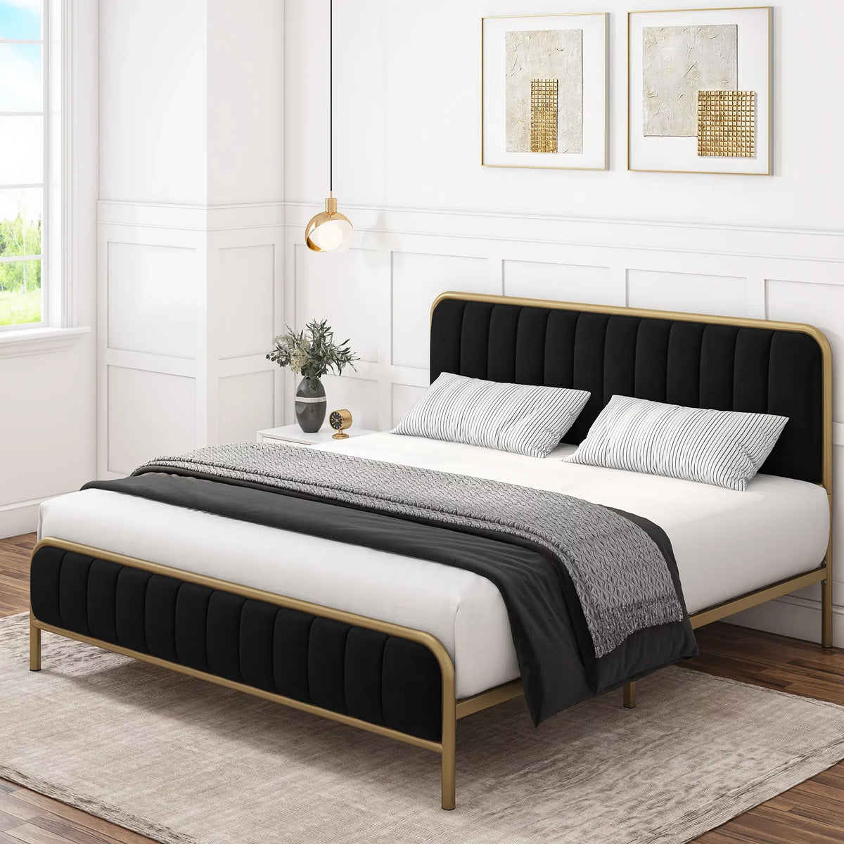 King Size Tufted Upholstered Bed Frame H628769
