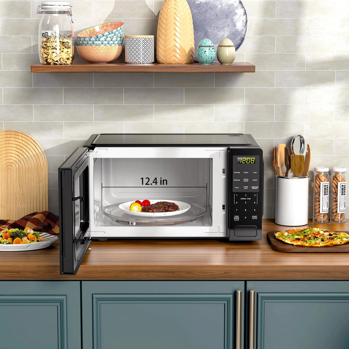 1.1 Cu ft 1000 Watts Black Countertop Microwave Oven G88129