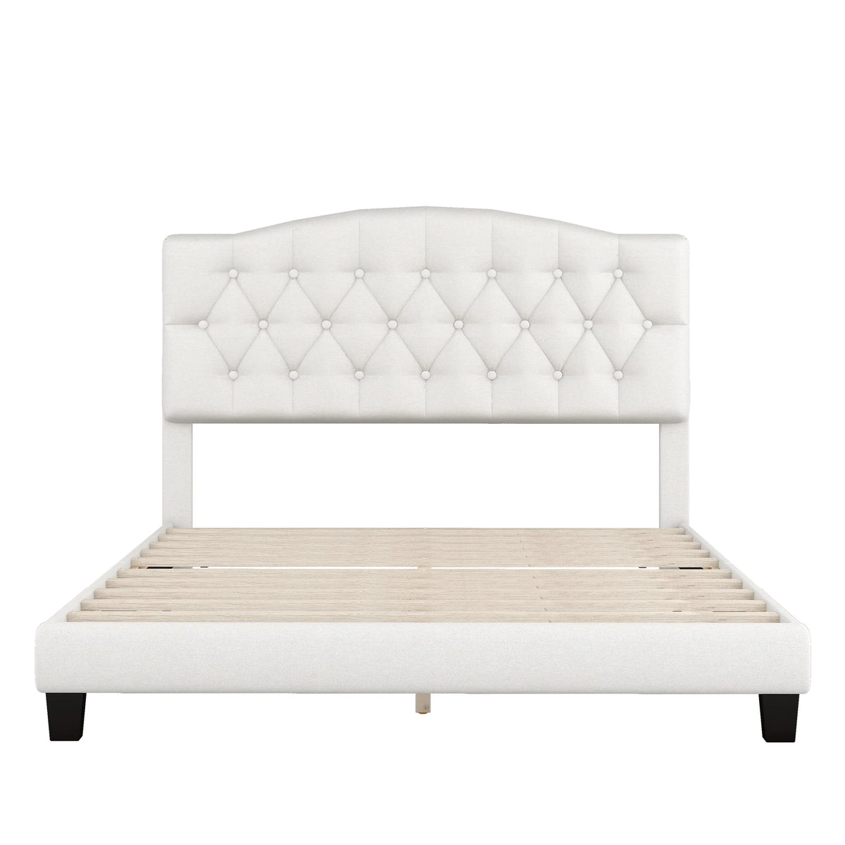 Queen Size Platform Bed Frame Beige G48143