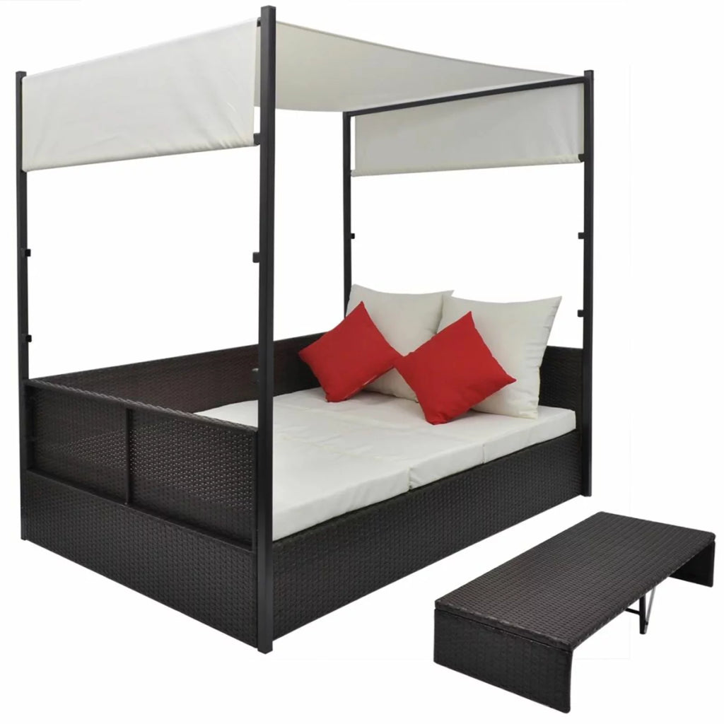 Brown Poly Rattan Patio Bed with Canopy G245440