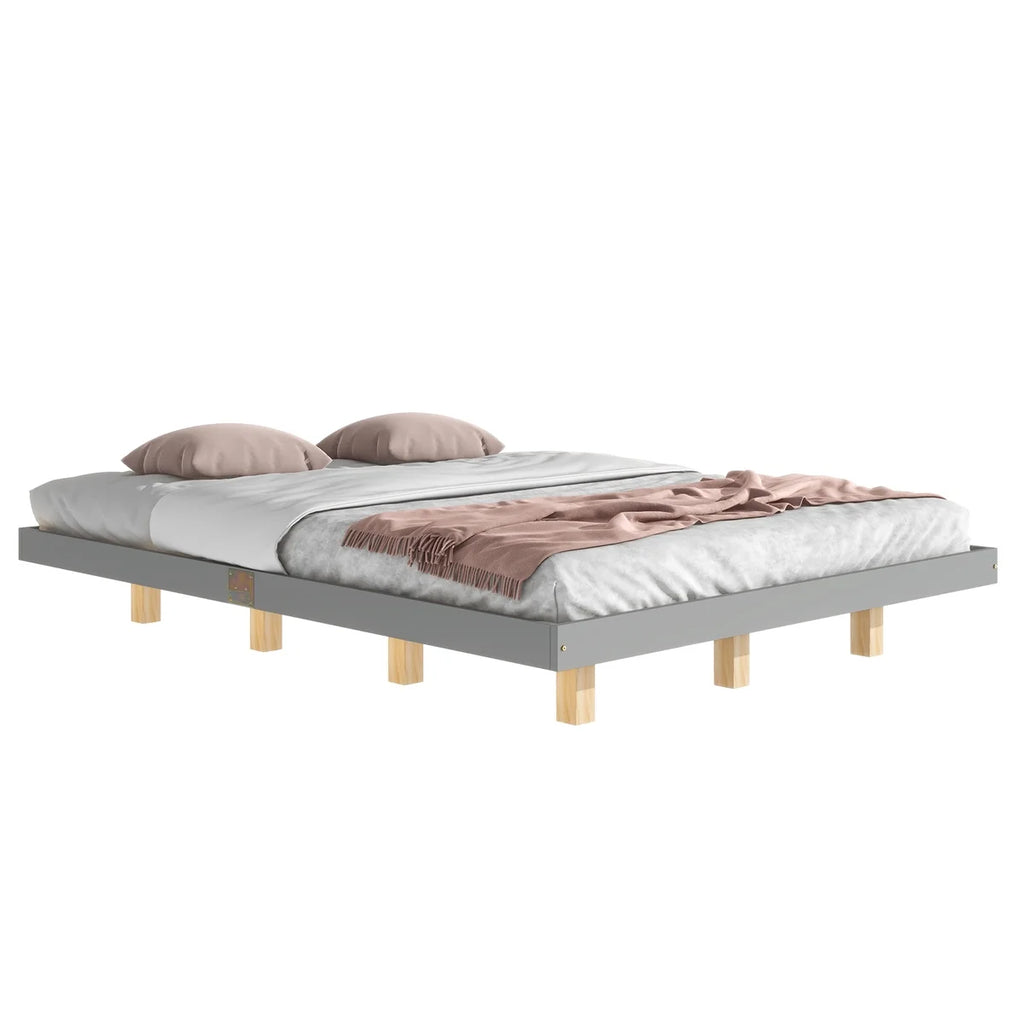 Queen Size Floating Bed Frame with LED Lights Y26907