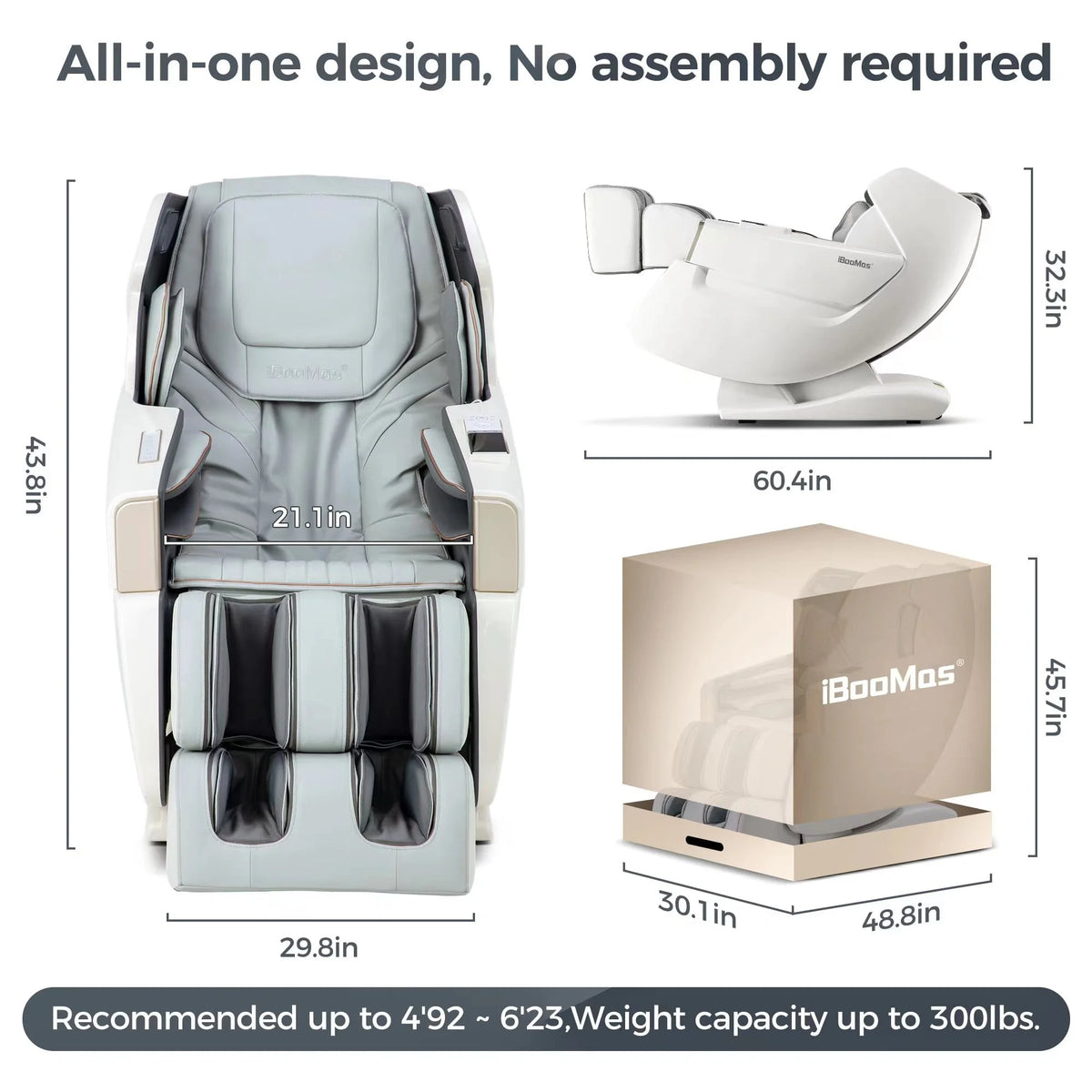 4D Full Body Zero Gravity Shiatsu Recliner with Heating White E726674