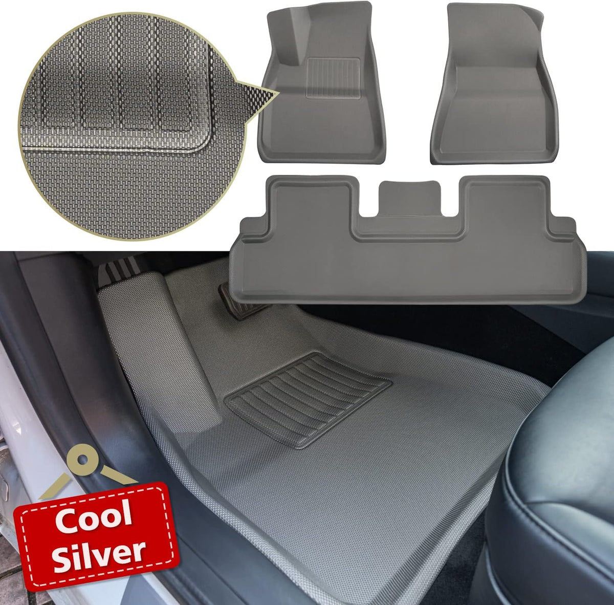 All Weather Anti-Slip Waterproof Floor Mats 3 Pieces/Set I582550