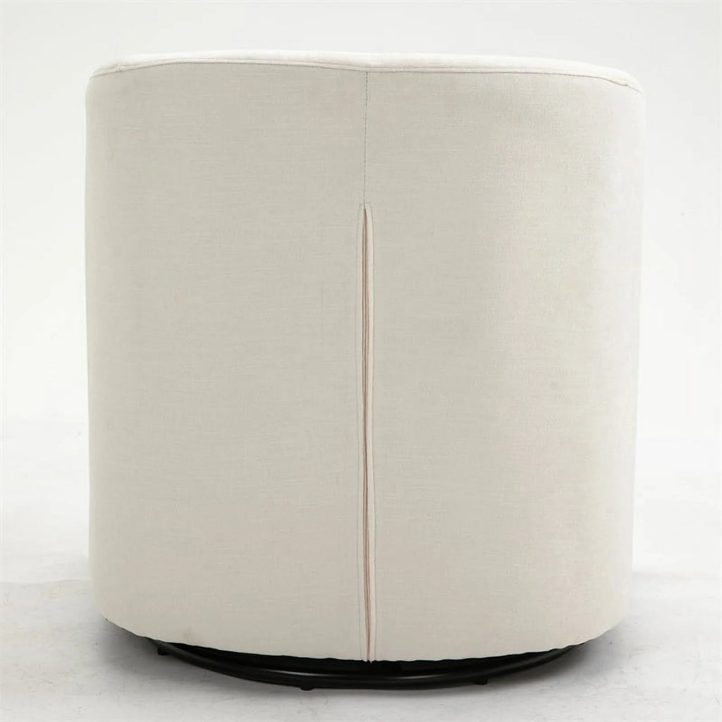 Beige Wood Swivel Upholstered Accent Chair D644