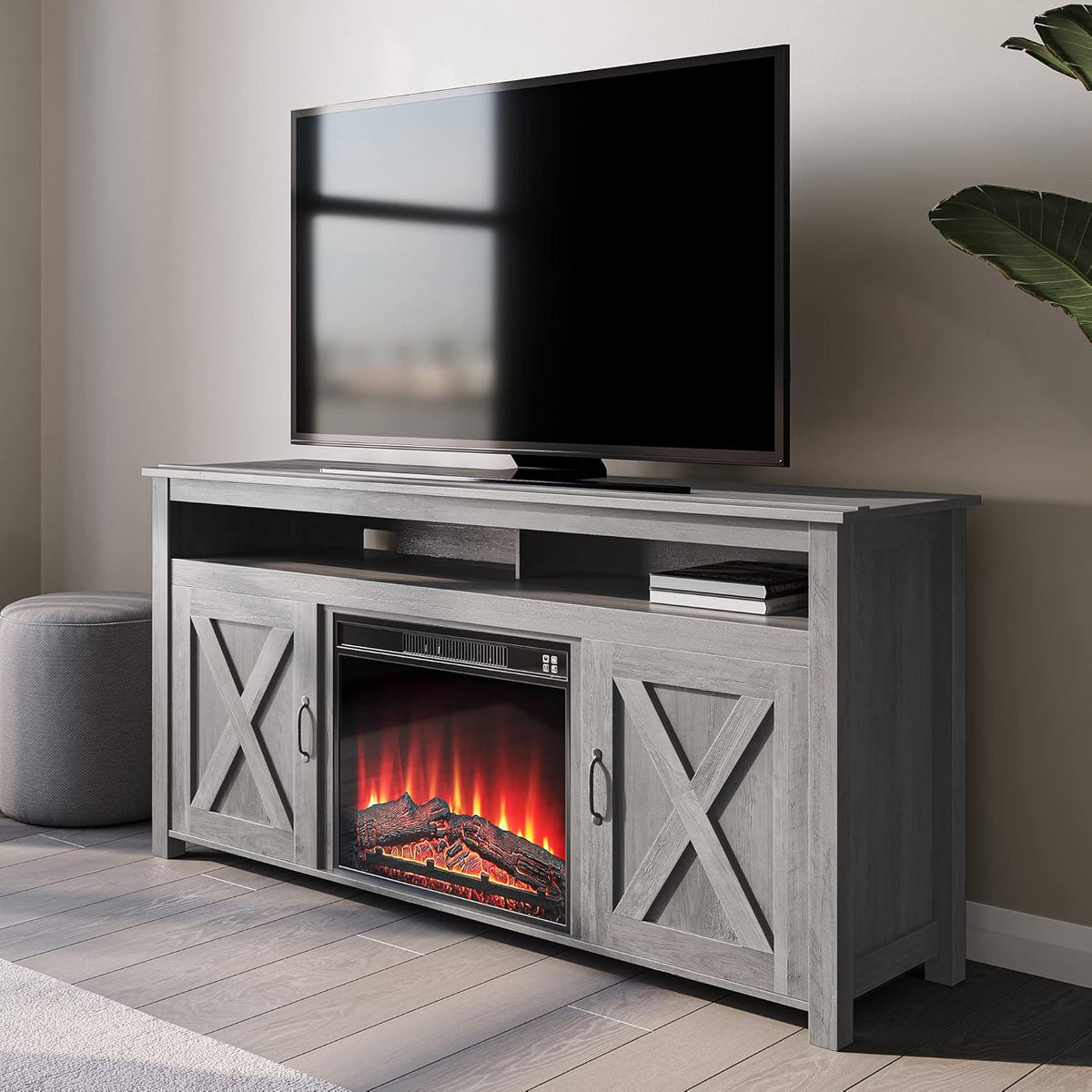 Wood Electric Fireplace TV Stand for TVs up to 65 Inches M995