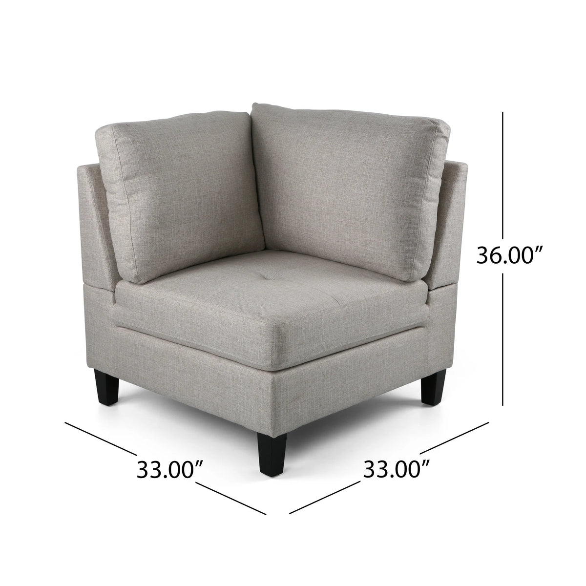 Beige and Dark Brown Fabric Sectional Sofa with Ottoman L624