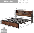King Size Platform Storage Bed with Bookcase Headboard R435195