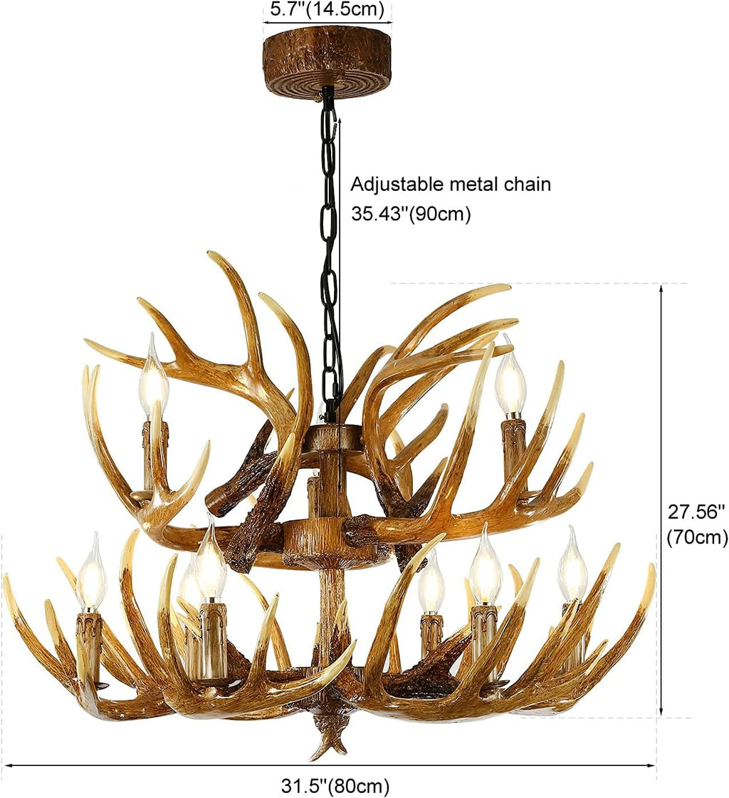 Antler Chandelier 9 Lights E12 Base S454