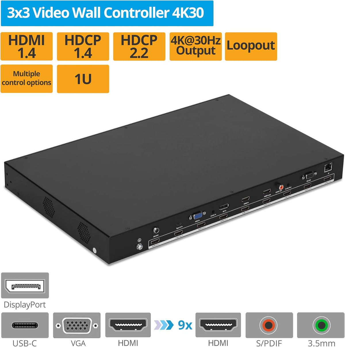 3x3 Video Wall Controller and Processor I9917
