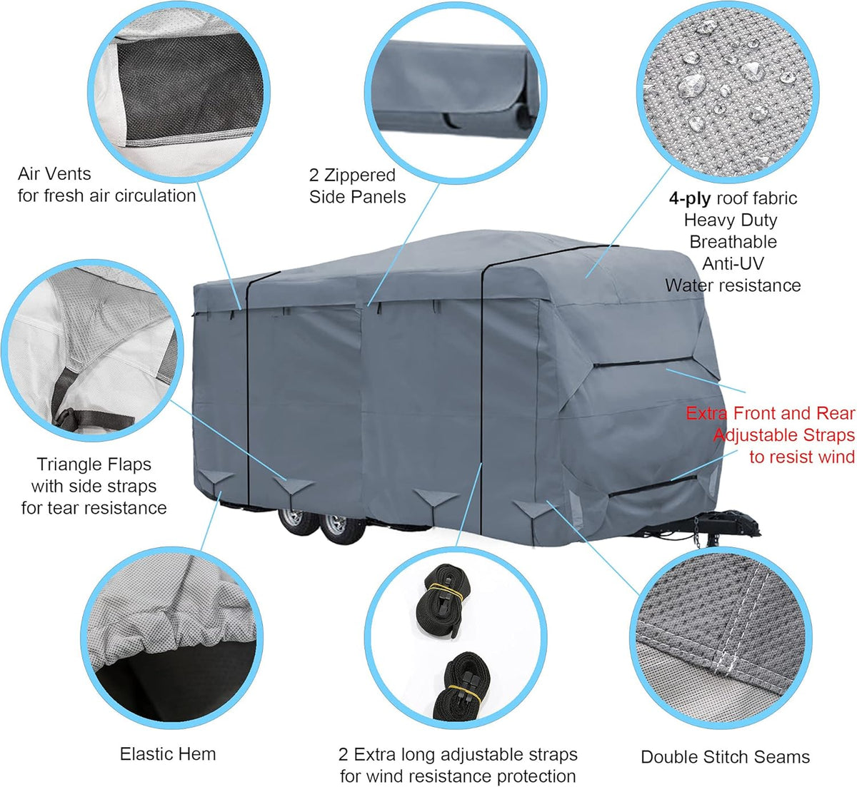 4 Layers Heavy Duty Travel Trailer Camper RV Cover S564