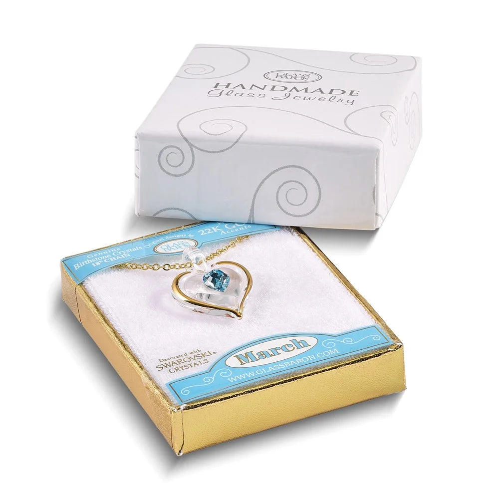 Glass Heart 18 inch Gold-tone Necklace U4816