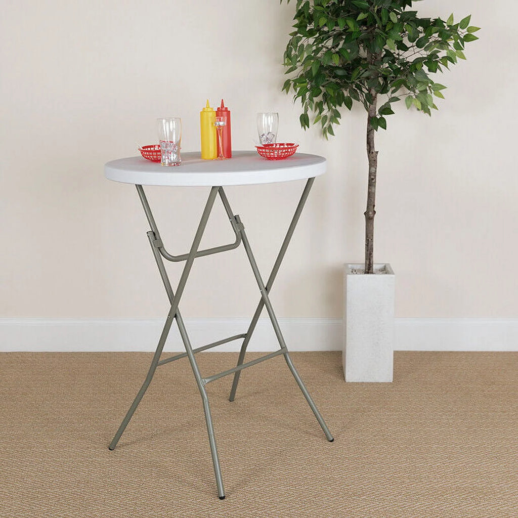 32'' Round Granite White Plastic Bar Height Folding Table U8881