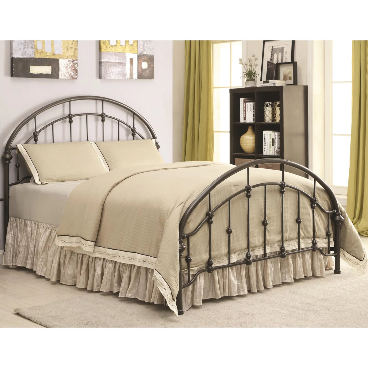 Twin Size Bed with Arched Headboard & Footboard B8019
