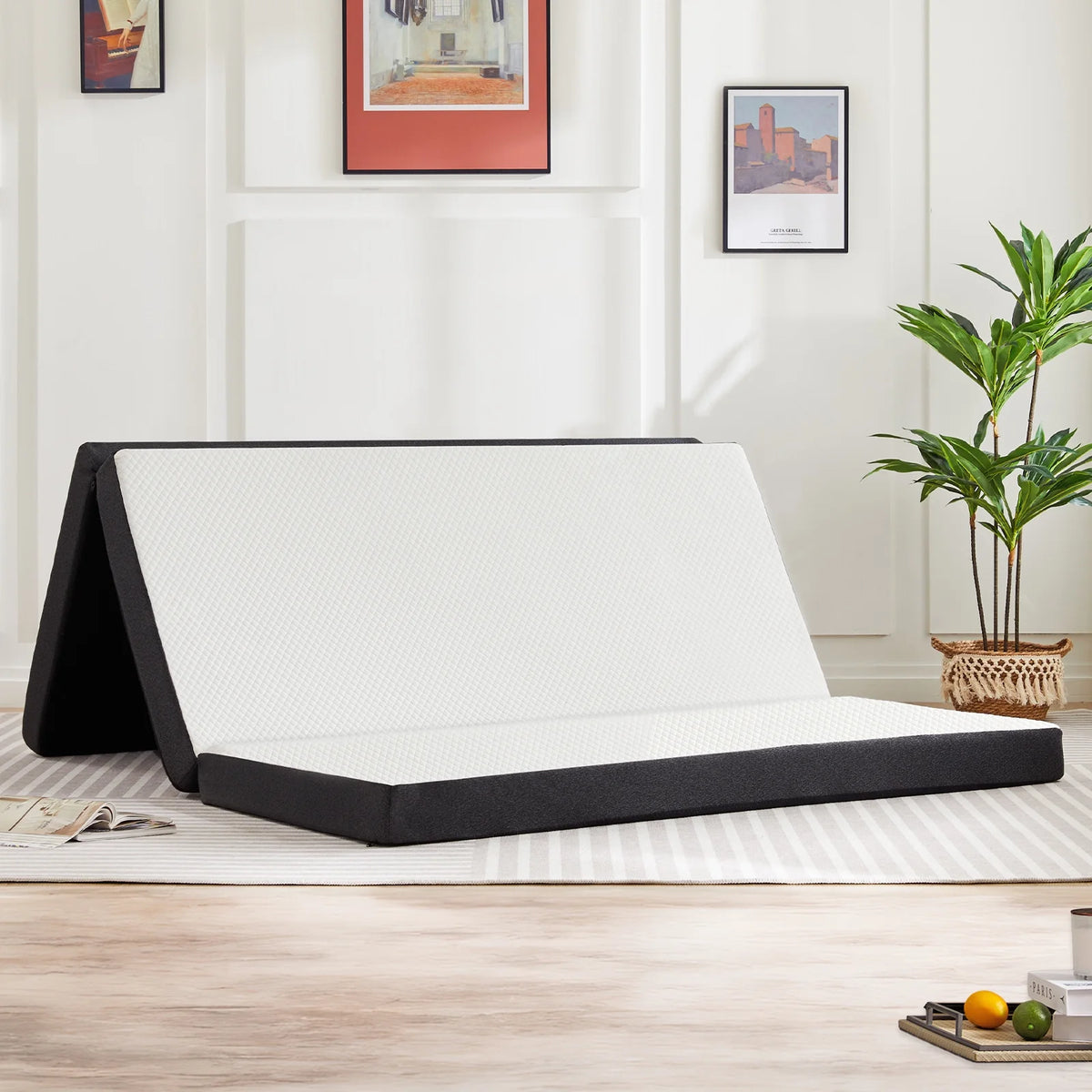 4-inch Tri Folding Memory Mattress with Removable Cover E156066