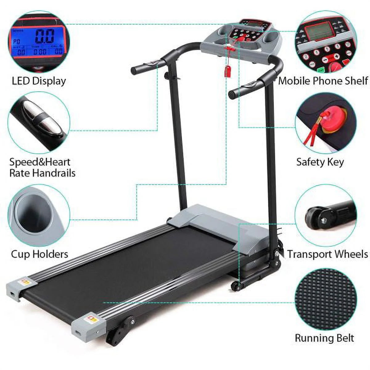 Foldable Electric Treadmill with LCD Monitor E3959