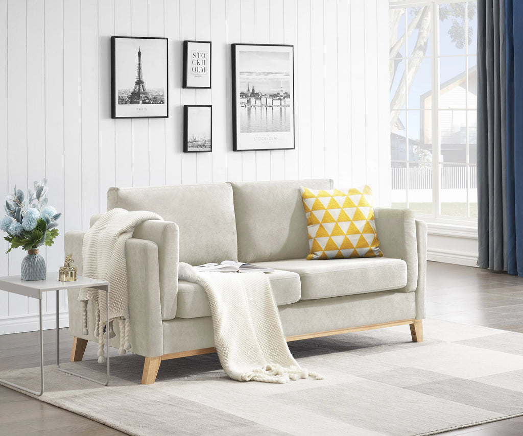 Chenille Fabric 2-Seater Upholstered Sofa Couch with Solid Wood Legs M30061