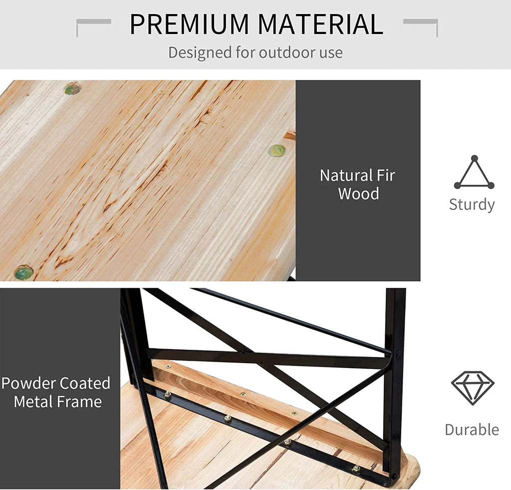 6' Portable Wooden Picnic Table and Bench Set V144543