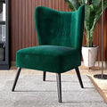 Green Velvet Upholstered Accent Chair with Wood Legs E1308