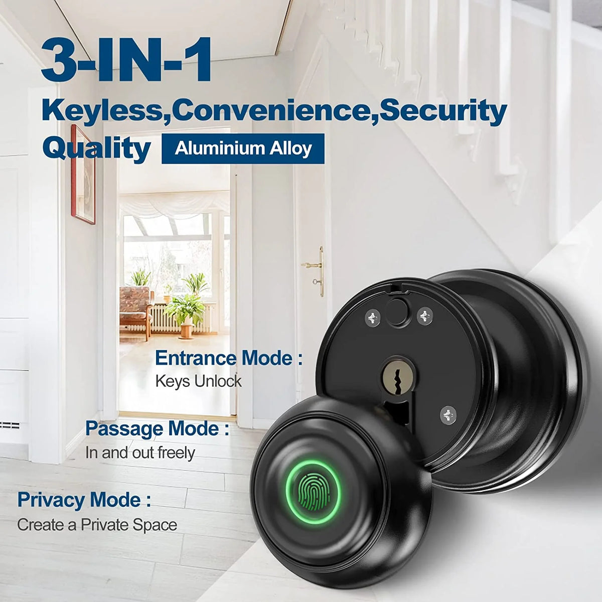 Smart Fingerprint Door Lock with App Control, Black P749514
