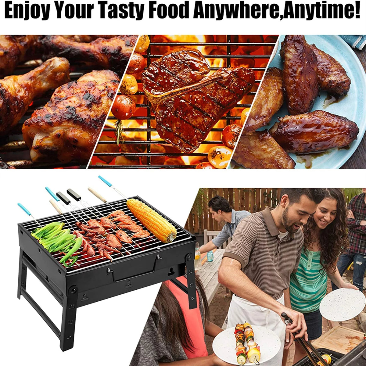 Charcoal Portable Folding BBQ Grill T78180