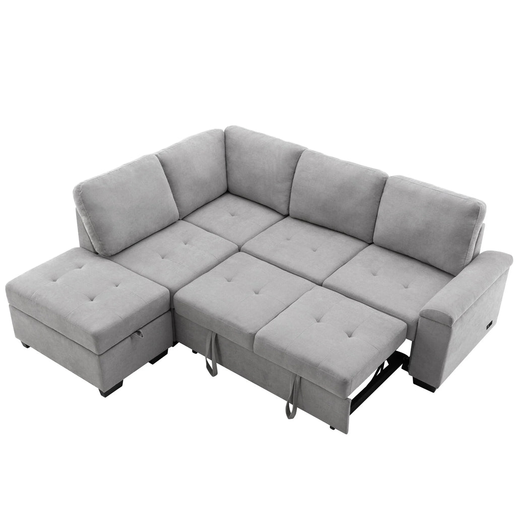 L-Shape Sleeper Sectional Sofa with Storage Ottoman M428323