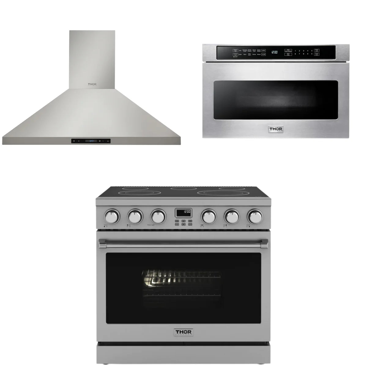 36 Electric Range, Range Hood and Microwave N139