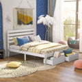 White Twin Wood Platform Bed with Storage Drawer D54928