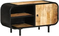 Vintage Rough Mango Wood TV Stand Cabinet with Shelves U388