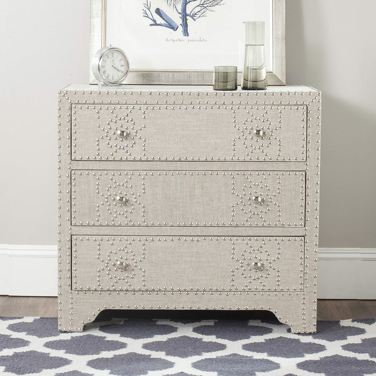 Grey 3 Drawer Chest R987