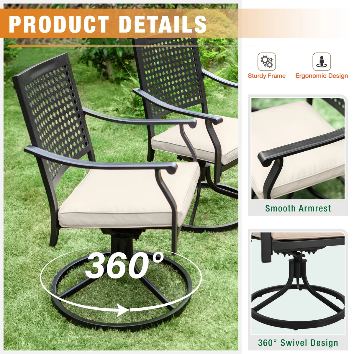 9 Piece Outdoor Patio Dining Set with Swivel Chairs and Expandable Table E9160
