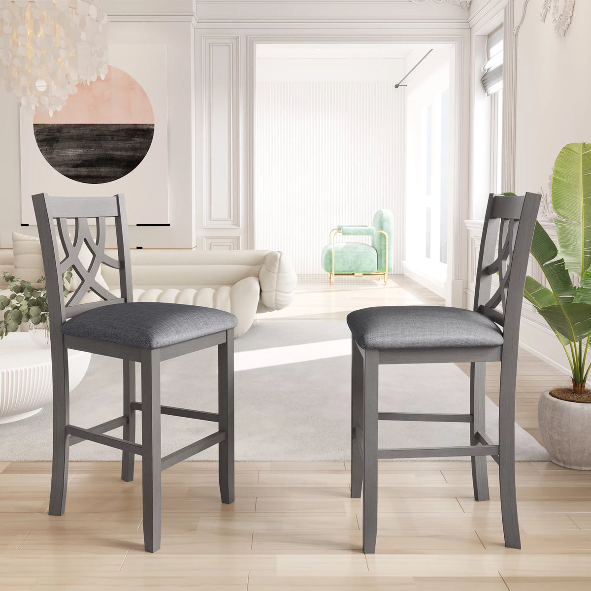 3 Piece Round Drop Leaf Dining Table Set with 2 Chairs N7237