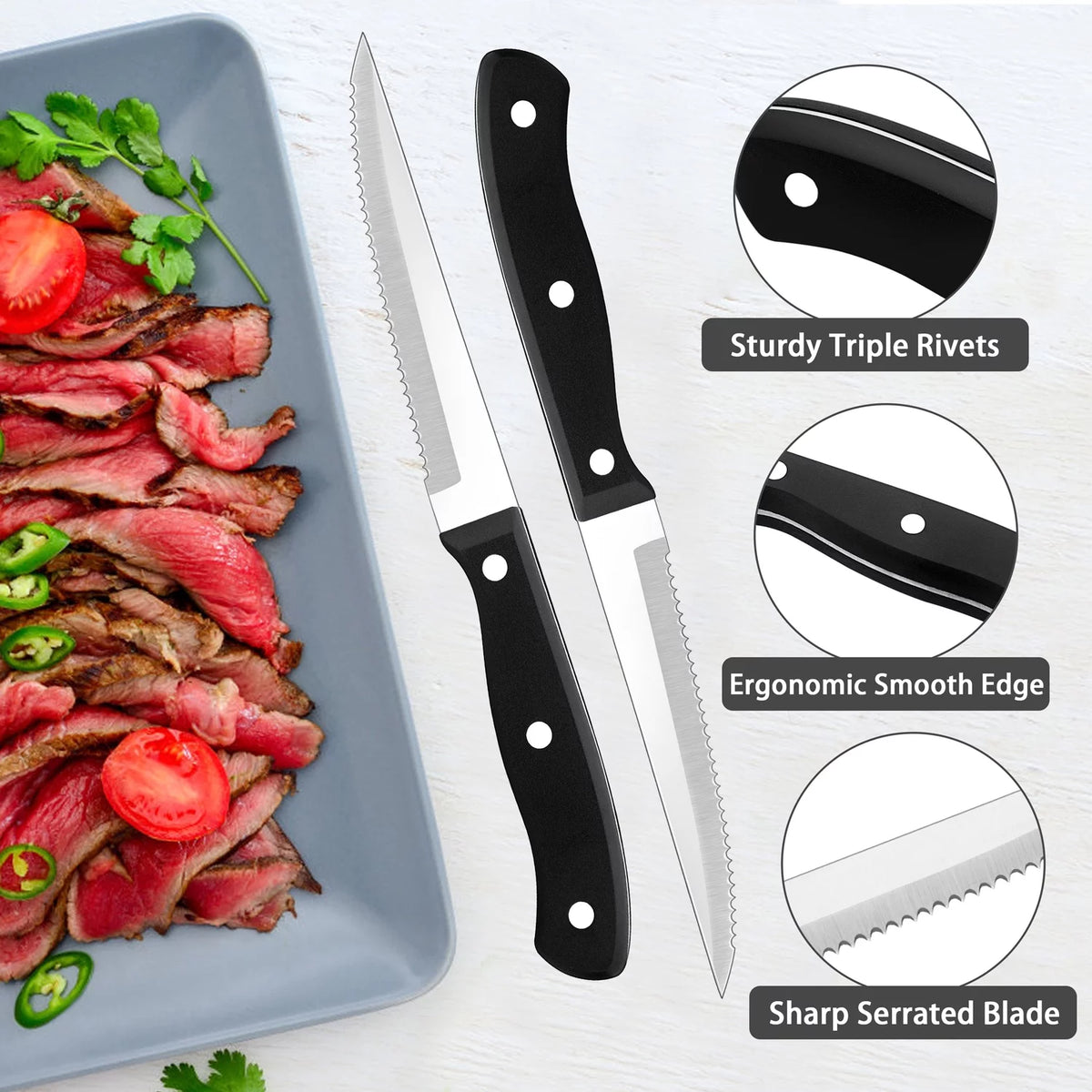 53-Piece Stainless Steel Silverware Set with Steak Knives N992818