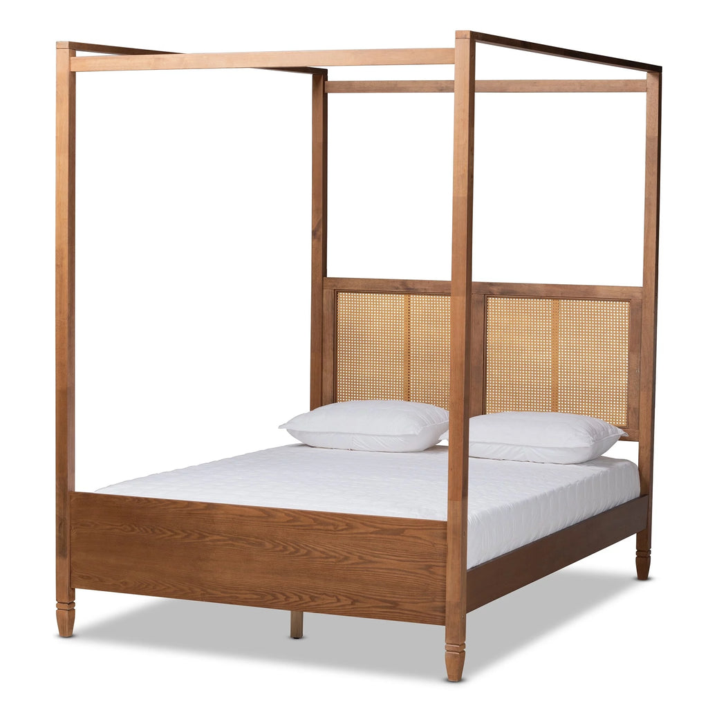 King Synthetic Rattan Canopy Bed G1397