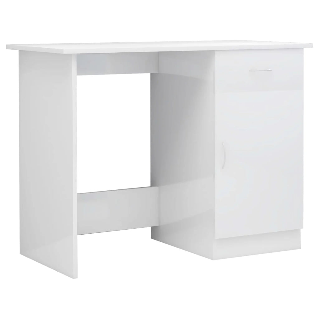 High Gloss White Engineered Wood Desk W3545