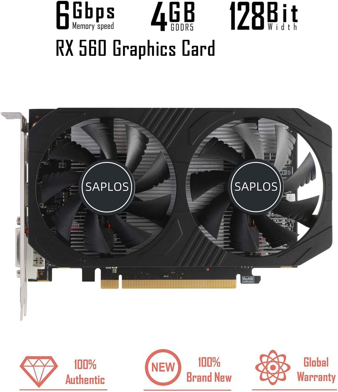 4GB GDDR5 128 Bit Graphics Card with Dual Fans V599