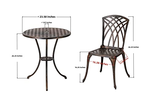 3 Piece Rustproof Cast Aluminum Bistro Set L303
